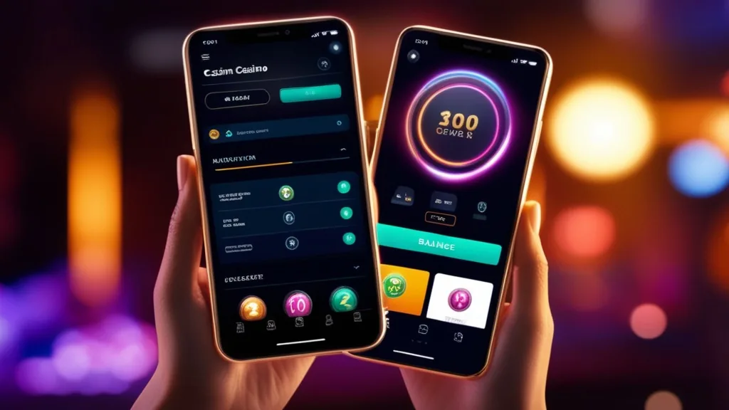 Smartphone zeigt die wichtigsten Funktionen der Casino-App